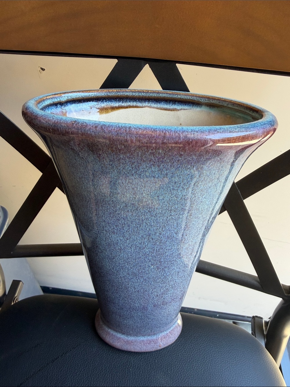 Tall Ceramic Flared Vase in Blue Purple Glaze custom designed by Michaels artist